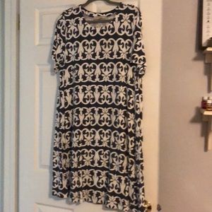 LOFT Charcoal and White Swing Dress